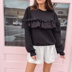 Indie Collection New Arrivals Ruffle Pullover