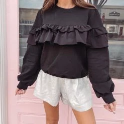 Indie Collection New Arrivals Ruffle Pullover