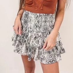 Indie Collection Metallic Snakeprint Smocked Skirt