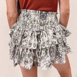 Indie Collection Metallic Snakeprint Smocked Skirt