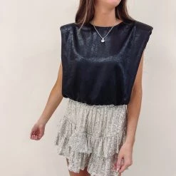 Indie Collection Ramona Top - Metallic Black New Arrivals