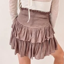 Indie Collection Smocked Skirt - Brown