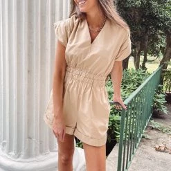 Indie Collection New Arrivals Ruched Shoulder Romper