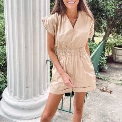 Indie Collection New Arrivals Ruched Shoulder Romper