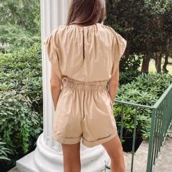 Indie Collection New Arrivals Ruched Shoulder Romper
