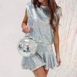 Indie Collection USA Collection Iridescent Sequin Top