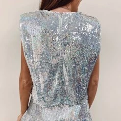Indie Collection USA Collection Iridescent Sequin Top