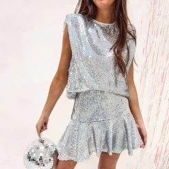 Indie Collection Iridescent Sequin Skirt USA Collection