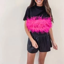 Indie Collection Hot Pink Feather Top New Arrivals