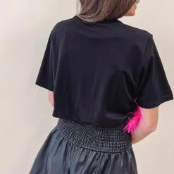 Indie Collection Hot Pink Feather Top New Arrivals