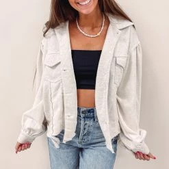 Indie Collection New Arrivals Cropped Olson Shacket