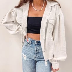 Indie Collection New Arrivals Cropped Olson Shacket