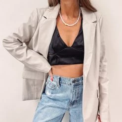 Indie Collection Sloane Faux Leather Blazer New Arrivals