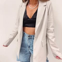 Indie Collection Sloane Faux Leather Blazer New Arrivals