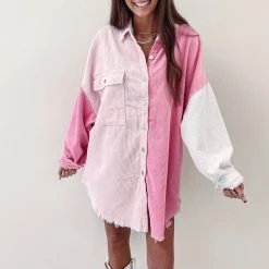 Indie Collection Pink Two Toned Shacket Jackets/Shackets/Flannels