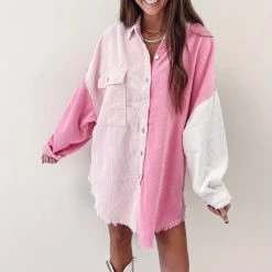 Indie Collection Pink Two Toned Shacket Jackets/Shackets/Flannels