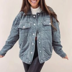 Indie Collection New Arrivals Quilted Charcoal Jacket