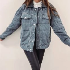 Indie Collection New Arrivals Quilted Charcoal Jacket