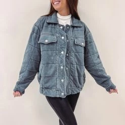 Indie Collection New Arrivals Quilted Charcoal Jacket