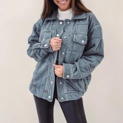 Indie Collection New Arrivals Quilted Charcoal Jacket