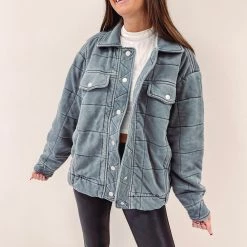 Indie Collection New Arrivals Quilted Charcoal Jacket