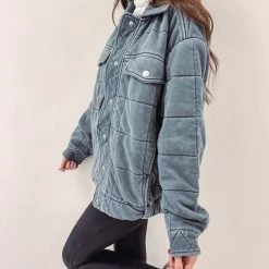 Indie Collection New Arrivals Quilted Charcoal Jacket