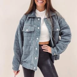 Indie Collection New Arrivals Quilted Charcoal Jacket