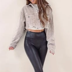 Indie Collection New Arrivals Cropped Cord Jacket - Taupe