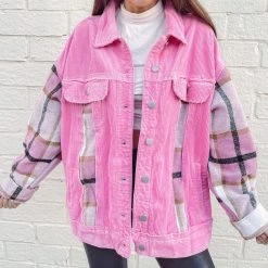 Indie Collection Hot Pink Cord/Flannel Jacket