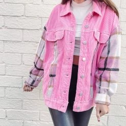 Indie Collection Hot Pink Cord/Flannel Jacket