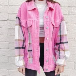 Indie Collection Hot Pink Cord/Flannel Jacket