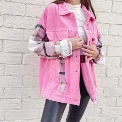 Indie Collection Hot Pink Cord/Flannel Jacket