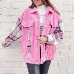 Indie Collection Hot Pink Cord/Flannel Jacket