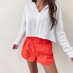 Indie Collection Smocked Athletic Shorts - Coral