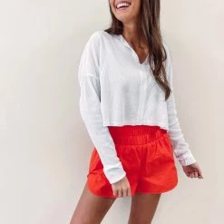 Indie Collection Smocked Athletic Shorts - Coral
