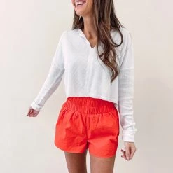Indie Collection Smocked Athletic Shorts - Coral
