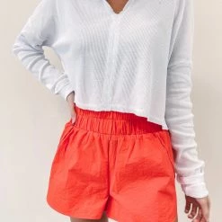 Indie Collection Smocked Athletic Shorts - Coral