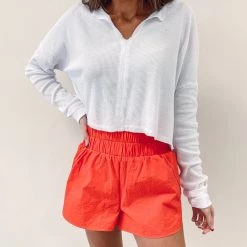 Indie Collection Smocked Athletic Shorts - Coral