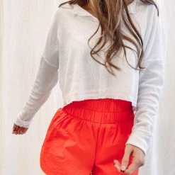 Indie Collection Smocked Athletic Shorts - Coral