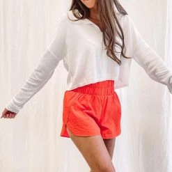 Indie Collection Smocked Athletic Shorts - Coral