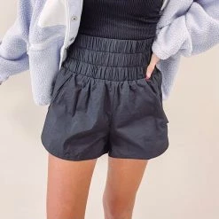 Indie Collection New Arrivals Smocked Athletic Shorts - Black