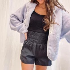 Indie Collection New Arrivals Smocked Athletic Shorts - Black
