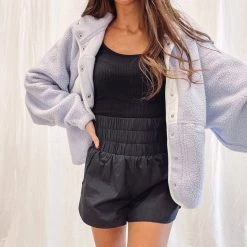 Indie Collection New Arrivals Smocked Athletic Shorts - Black