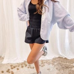 Indie Collection New Arrivals Smocked Athletic Shorts - Black