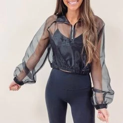 Indie Mae Bubble Sleeve Sheer Top