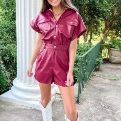 Indie Collection Parker Faux Leather Romper New Arrivals