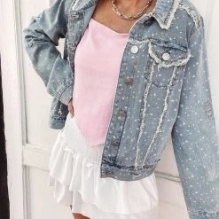 Indie Collection New Arrivals Multi Star Denim Jacket