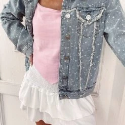 Indie Collection New Arrivals Multi Star Denim Jacket