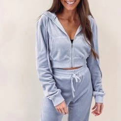 Indie Collection New Arrivals Paris Velour Zip Up