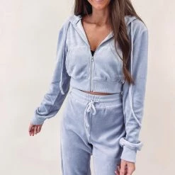 Indie Collection New Arrivals Paris Velour Zip Up